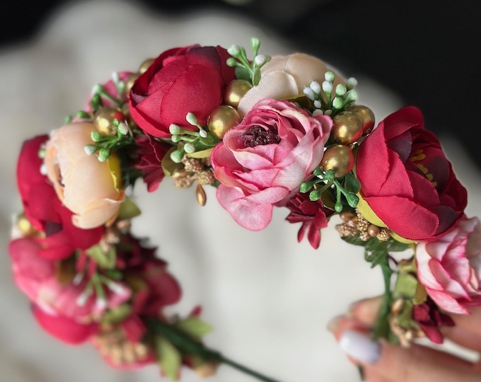 Handmade Ukrainian Flower Crown | Vinok | Вінок | Floral Wreath Headband | Hair Accessory Gift for Her or Girl | Boho Festival Style (18)