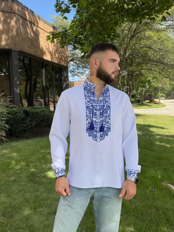 Ukrainian Vyshyvanka | Men's Embroidered Shirt | Вишиванка | Ukraine Vintage Sorochka Gift for Him | Handmade Ukrainian Clothing