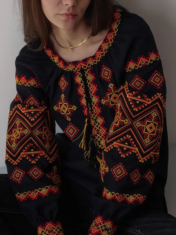 Ukrainian Embroidered Blouse for Women | Ethno Vintage Women's Vyshyvanka Shirt | Sorochka Vyshyta | Vyshyvanka Gift USA | Вишиванка