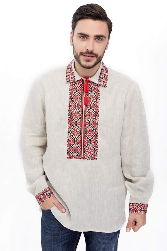 Ukrainian Vyshyvanka | Men's Embroidered Shirt | Вишиванка | Ukraine Vintage Sorochka Gift for Him | Handmade Ukrainian Clothing (64)