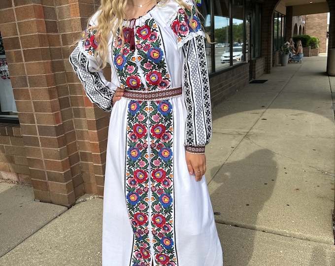 Ukrainian Vyshyvanka Dress | Ukraine Embroidered Dress in USA | Handmade Traditional Ukraine-Style Boho Embroidery Gift | Вишиванка (9)