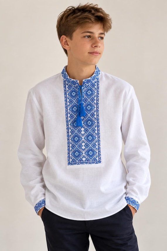 Embroidered Vyshyvanka Shirt for Boys | Ukrainian Embroidery Shirt | Traditional Ukraine Style Gift in Stock in USA | Вишиванка у США