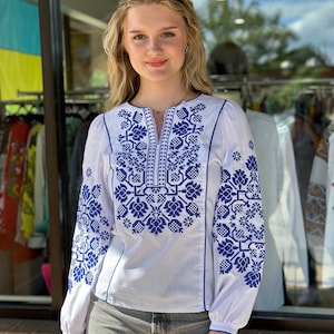 Ukrainian Embroidered Blouse for Women | Ethno Vintage Women&#39;s Vyshyvanka Shirt | Sorochka Vyshyta | Vyshyvanka Gift USA | Вишиванка (77)