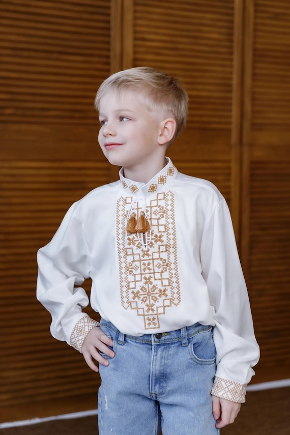 Embroidered Vyshyvanka Shirt for Boys | Ukrainian Embroidery Shirt | Traditional Ukrainian Style Gift in Stock in USA | Вишиванка у США