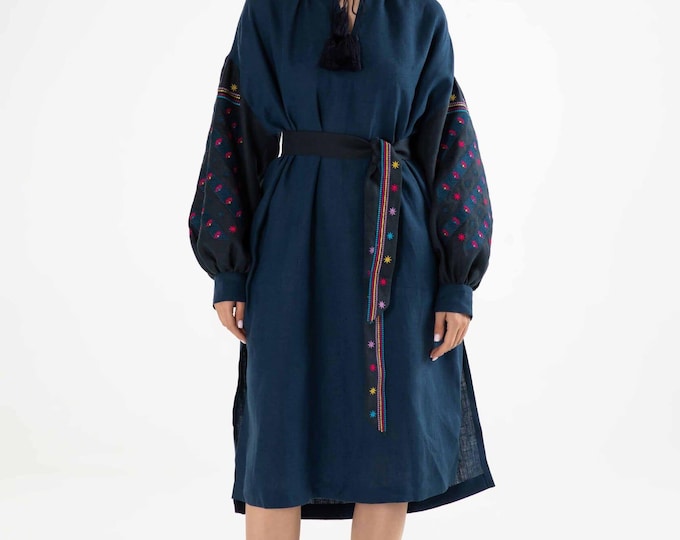 Ukrainian Vyshyvanka Dress | Ukraine Embroidered Dress in USA | Handmade Traditional Ukraine-Style Boho Embroidery Gift | Вишиванка