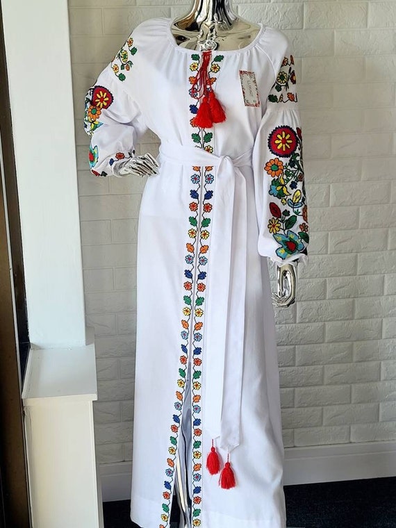 Ukrainian Vyshyvanka Dress | Ukraine Embroidered Dress in USA | Handmade Traditional Ukraine-Style Boho Embroidery Gift | Вишиванка (65)