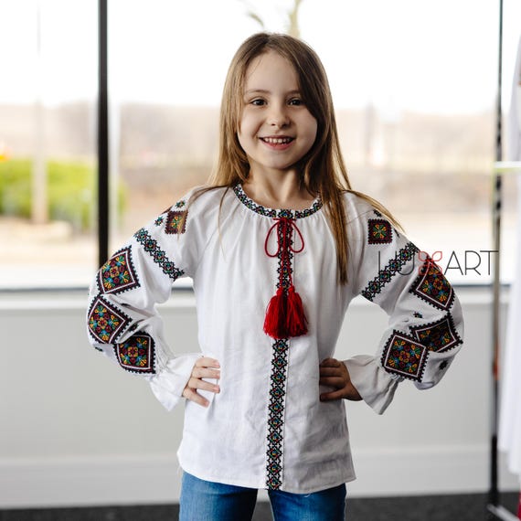 Embroidered Vyshyvanka Blouse for Girls | Ukrainian Embroidery Shirt | Traditional Ukrainian Style in Stock in USA | Вишиванка у США (9)
