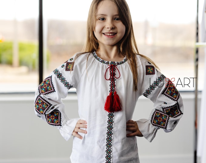 Embroidered Vyshyvanka Blouse for Girls | Ukrainian Embroidery Shirt | Traditional Ukrainian Style in Stock in USA | Вишиванка у США (9)