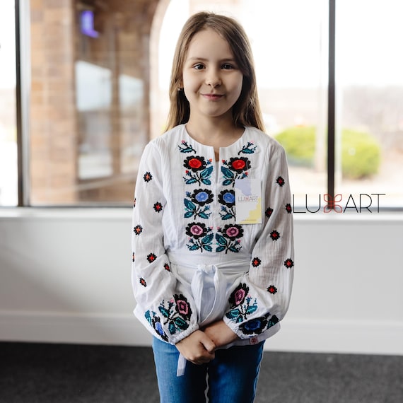 Embroidered Vyshyvanka Blouse for Girls | Ukrainian Embroidery Shirt | Traditional Ukrainian Style in Stock in USA | Вишиванка у США