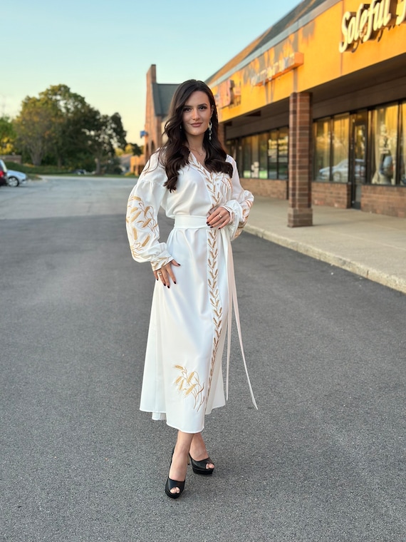 Ukrainian Vyshyvanka Dress | Ukraine Embroidered Dress in USA | Handmade Traditional Ukraine-Style Boho Embroidery Gift | Вишиванка (72)