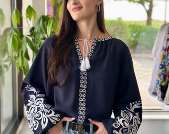 Ukrainian Embroidered Blouse for Women | Ethno Vintage Women's Vyshyvanka Shirt | Sorochka Vyshyta | Vyshyvanka Gift USA | Вишиванка (130)