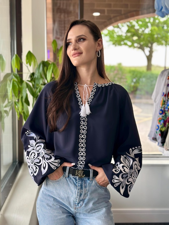 Ukrainian Embroidered Blouse for Women | Ethno Vintage Women's Vyshyvanka Shirt | Sorochka Vyshyta | Vyshyvanka Gift USA | Вишиванка (130)