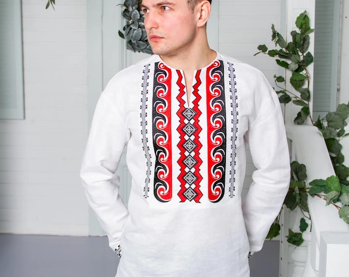 Ukrainian Vyshyvanka | Men's Embroidered Shirt | Вишиванка | Ukraine Vintage Sorochka Gift for Him | Handmade Ukrainian Clothing (82)