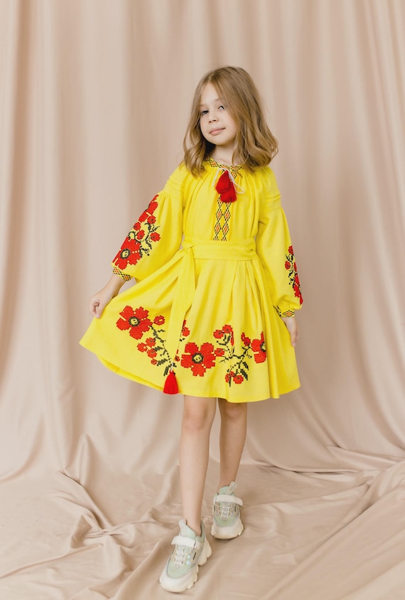 Embroidered Vyshyvanka Dress for Girls | Ukrainian Embroidery Dress | Traditional Ukrainian Style in Stock in USA | Вишиванка у США (9)