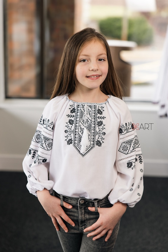 Embroidered blouse for girl Vyshyvanka shirt Ukrainian embroidery Ukrainian style vyshyvanka for girls Vyshyvanka in USA