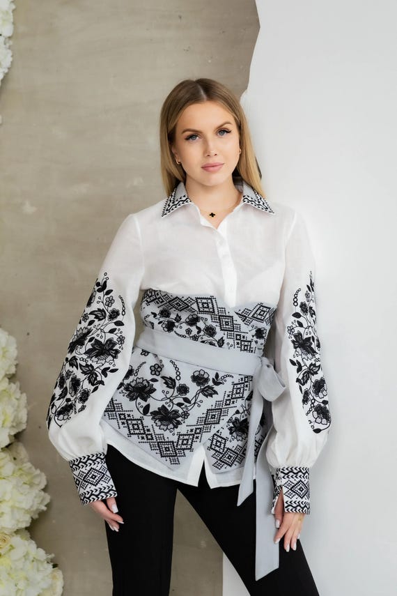 Ukrainian Embroidered Blouse with corset for Women | Ethno Vintage Women's Vyshyvanka Shirt | Sorochka Vyshyta | Vyshyvanka Gift USA