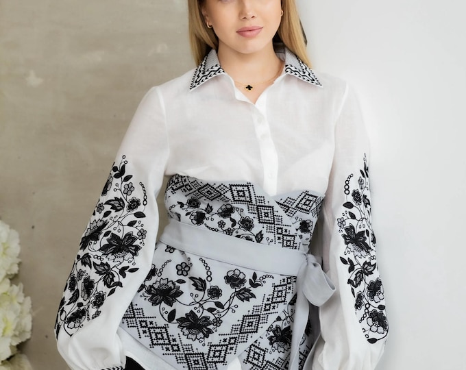 Ukrainian Embroidered Blouse with corset for Women | Ethno Vintage Women's Vyshyvanka Shirt | Sorochka Vyshyta | Vyshyvanka Gift USA