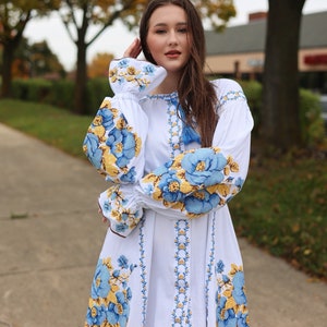 NEW! Linen Vyshyvanka Dress With Embroidery Ukrainian Dress Vyshyta Suknia Vyshyvanky Vyshyte Plattia Vyshytyi Odiag Embroidered clothing
