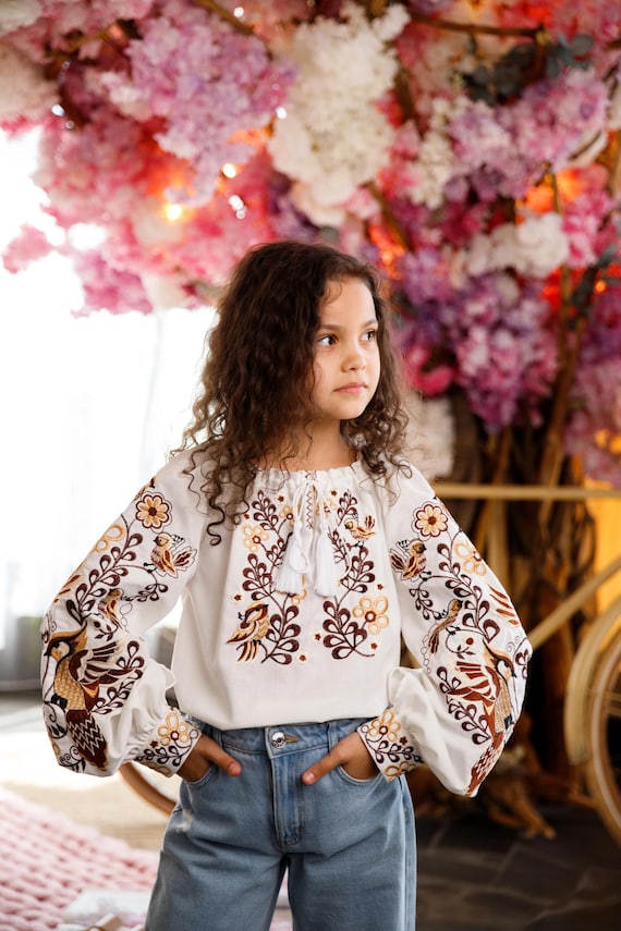 Embroidered Vyshyvanka Blouse for Girls | Ukrainian Embroidery Shirt | Traditional Ukrainian Style in Stock in USA | Вишиванка у США