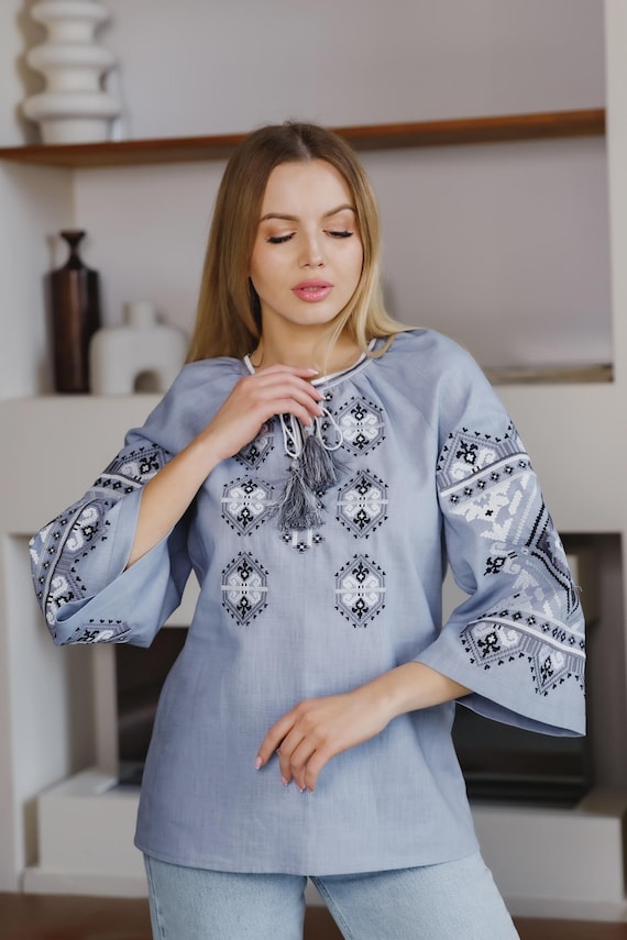Ukrainian Embroidered Blouse for Women | Ethno Vintage Women's Vyshyvanka Shirt | Sorochka Vyshyta | Vyshyvanka Gift USA | Вишиванка (77)
