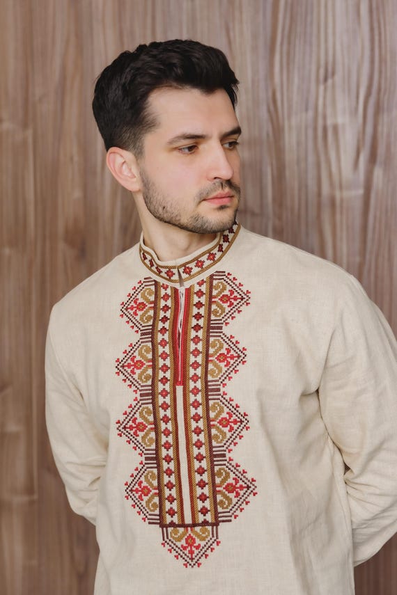 Ukrainian Vyshyvanka | Men's Embroidered Shirt | Вишиванка | Ukraine Vintage Sorochka Gift for Him | Handmade Ukrainian Clothing