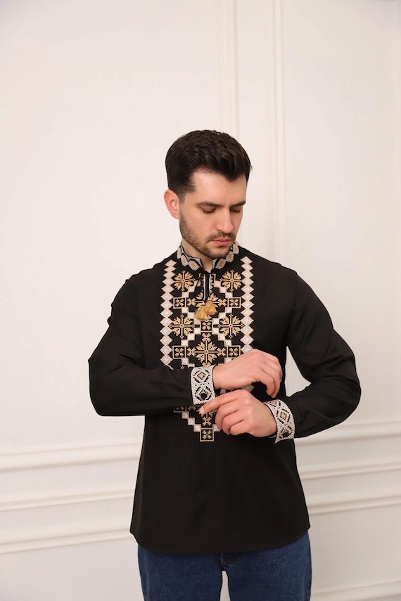 Ukrainian Vyshyvanka | Men's Embroidered Shirt | Вишиванка | Ukraine Vintage Sorochka Gift for Him | Handmade Ukrainian Clothing