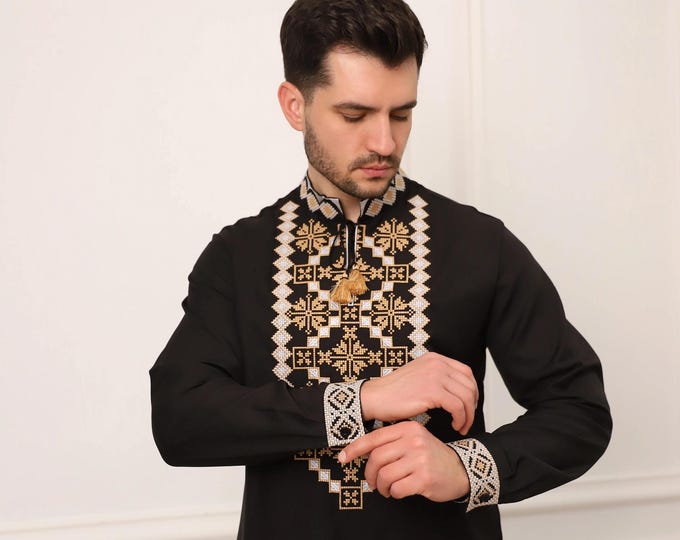 Ukrainian Vyshyvanka | Men's Embroidered Shirt | Вишиванка | Ukraine Vintage Sorochka Gift for Him | Handmade Ukrainian Clothing