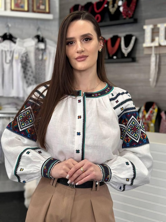 Ukrainian Embroidered Blouse for Women | Ethno Vintage Women's Vyshyvanka Shirt | Sorochka Vyshyta | Vyshyvanka Gift USA | Вишиванка