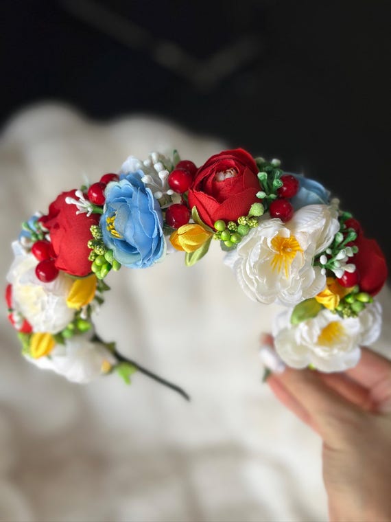 Handmade Ukrainian Flower Crown | Vinok | Вінок | Floral Wreath Headband | Hair Accessory Gift for Her or Girl | Boho Festival Style (14)