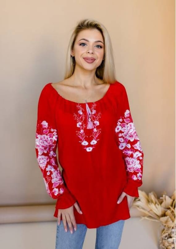 Ukrainian Embroidered Blouse for Women | Ethno Vintage Women's Vyshyvanka Shirt | Sorochka Vyshyta | Vyshyvanka Gift USA | Вишиванка (37)
