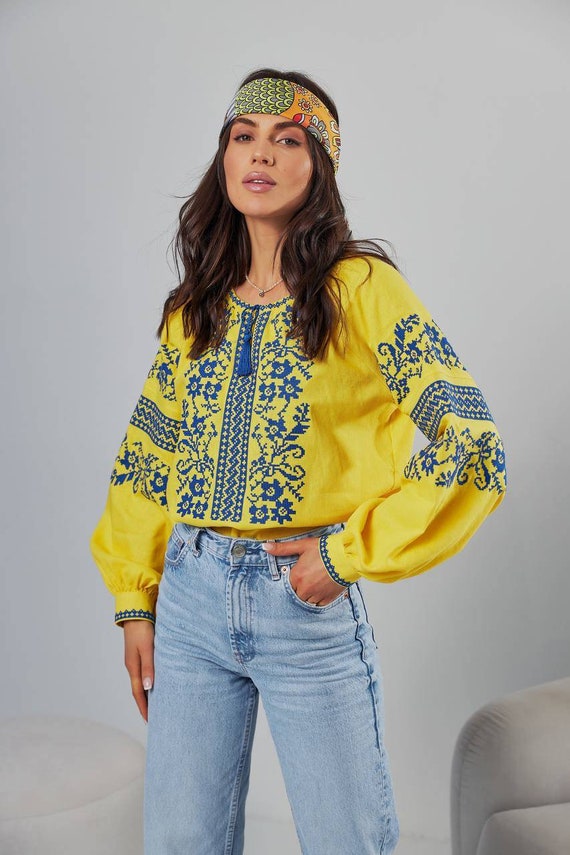 Ukrainian Embroidered Blouse for Women | Ethno Vintage Women's Vyshyvanka Shirt | Sorochka Vyshyta | Vyshyvanka Gift USA | Вишиванка (108)
