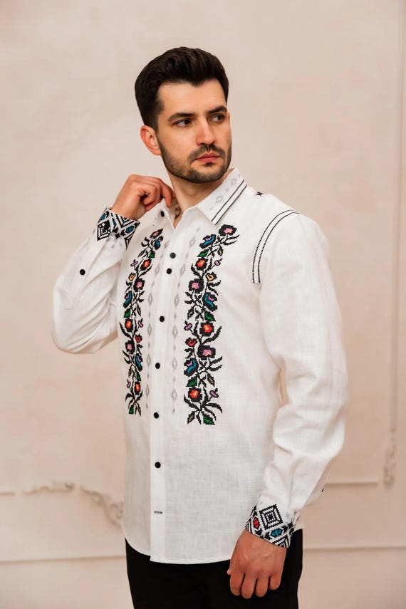 Ukrainian Vyshyvanka | Men's Embroidered Shirt | Вишиванка | Ukraine Vintage Sorochka Gift for Him | Handmade Ukrainian Clothing