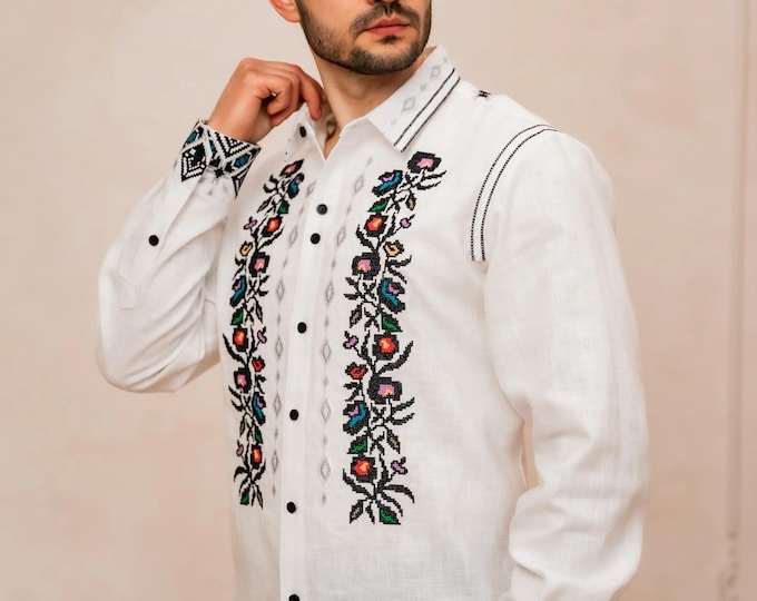 Ukrainian Vyshyvanka | Men's Embroidered Shirt | Вишиванка | Ukraine Vintage Sorochka Gift for Him | Handmade Ukrainian Clothing