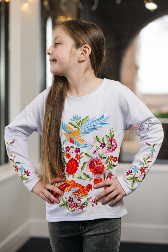 Embroidered blouse for girl Vyshyvanka shirt Ukrainian embroidery Ukrainian style vyshyvanka for girls Vyshyvanka in USA