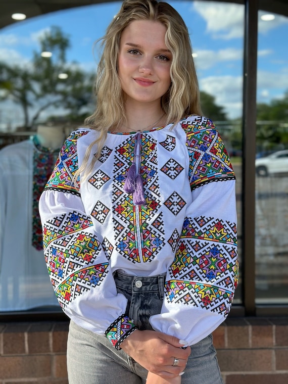 Ukrainian Embroidered Blouse for Women | Ethno Vintage Women's Vyshyvanka Shirt | Sorochka Vyshyta | Vyshyvanka Gift USA | Вишиванка (138)