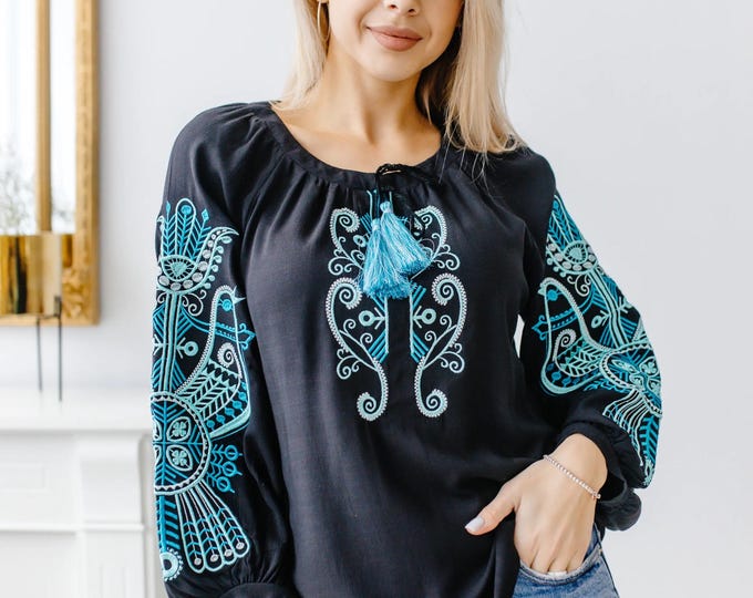Ukrainian Embroidered Blouse for Women | Ethno Vintage Women's Vyshyvanka Shirt | Sorochka Vyshyta | Vyshyvanka Gift USA | Вишиванка (124)