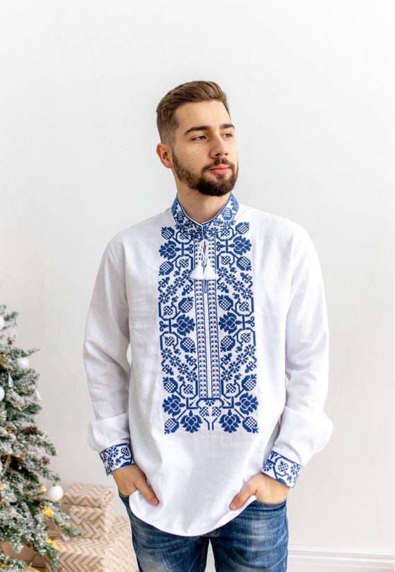 Vyshyvanka for Man Ukrainian Vyshyvanka Ukraine Sorochka Ukrainian Vyshyvanka Embrodered Shirt Ethno Vintage Embroidered Clothing