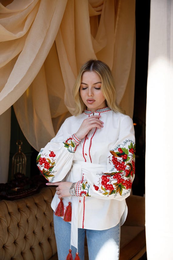 Ukrainian Embroidered Blouse for Women | Ethno Vintage Women's Vyshyvanka Shirt | Sorochka Vyshyta | Vyshyvanka Gift USA | Вишиванка