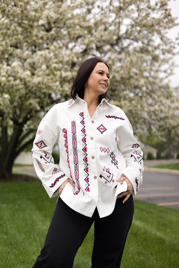 Ukrainian Embroidered Blouse for Women | Ethno Vintage Women's Vyshyvanka Shirt | Sorochka Vyshyta | Vyshyvanka Gift USA | Вишиванка