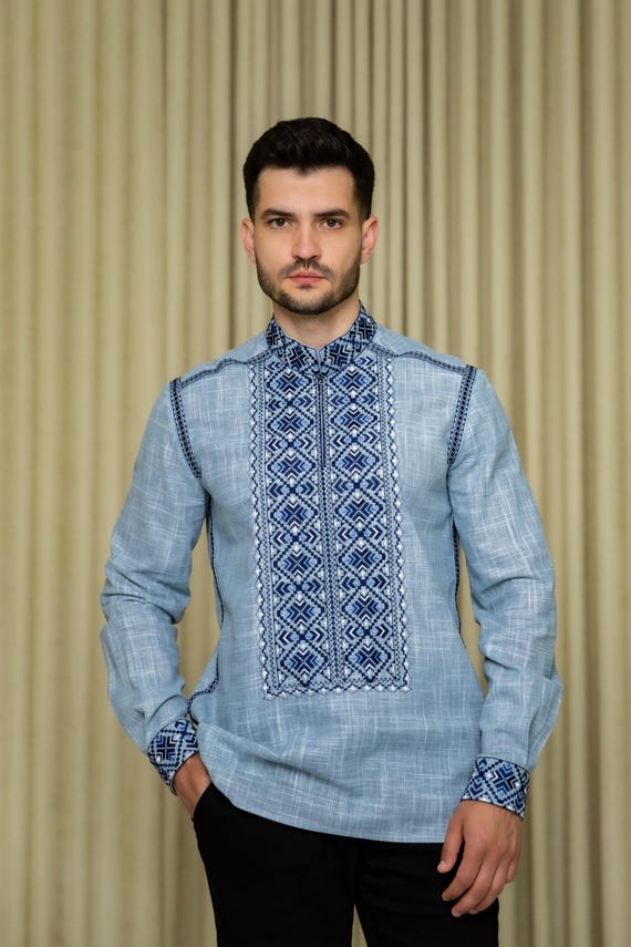 Ukrainian Vyshyvanka | Men's Embroidered Shirt | Вишиванка | Ukraine Vintage Sorochka Gift for Him | Handmade Ukrainian Clothing