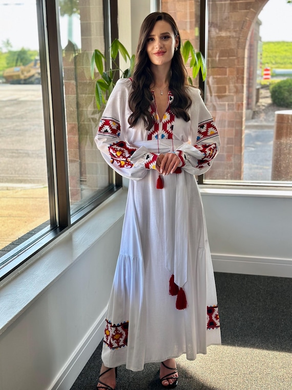 Ukrainian Vyshyvanka Dress | Ukraine Embroidered Dress in USA | Handmade Traditional Ukraine-Style Boho Embroidery Gift | Вишиванка (26)