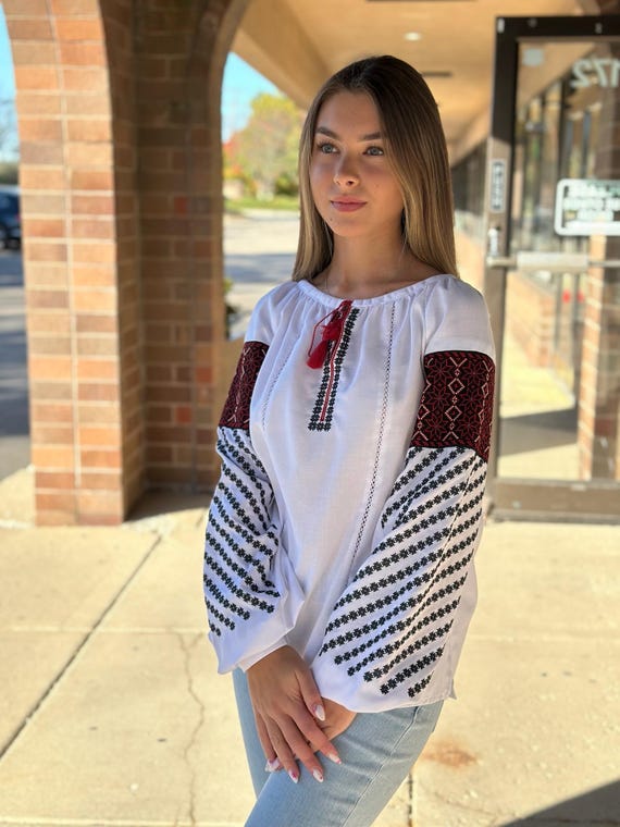 Ukrainian Embroidered Blouse for Women | Ethno Vintage Women's Vyshyvanka Shirt | Sorochka Vyshyta | Vyshyvanka Gift USA | Вишиванка (7)
