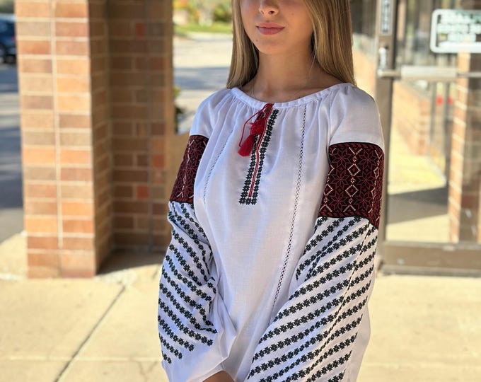 Ukrainian Embroidered Blouse for Women | Ethno Vintage Women's Vyshyvanka Shirt | Sorochka Vyshyta | Vyshyvanka Gift USA | Вишиванка (7)