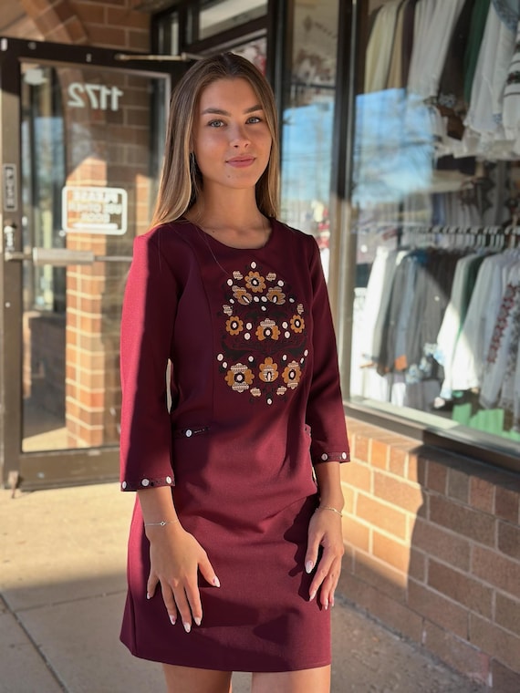 Ukrainian Vyshyvanka Dress | Ukraine Embroidered Dress in USA | Handmade Traditional Ukraine-Style Boho Embroidery Gift | Вишиванка (112)