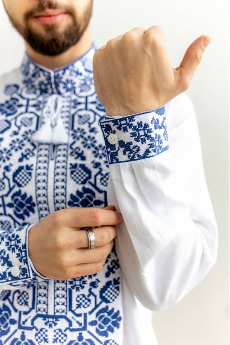 Vyshyvanka for Man Ukrainian Vyshyvanka Ukraine Sorochka Ukrainian Vyshyvanka Embrodered Shirt Ethno Vintage Embroidered Clothing image 2