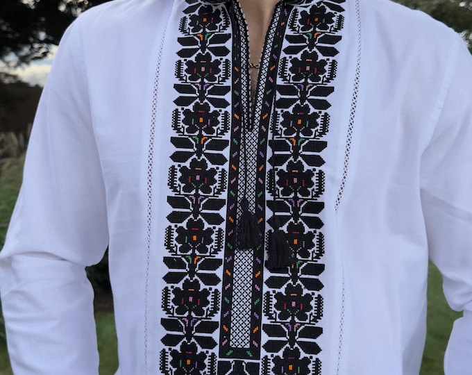 Ukrainian Vyshyvanka | Men's Embroidered Shirt | Вишиванка | Ukraine Vintage Sorochka Gift for Him | Handmade Ukrainian Clothing