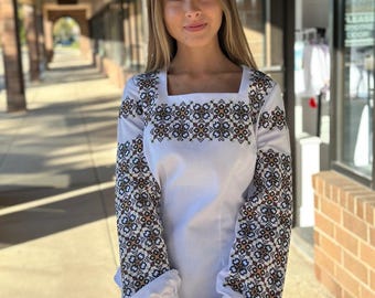 Ukrainian Embroidered Blouse for Women | Ethno Vintage Women's Vyshyvanka Shirt | Sorochka Vyshyta | Vyshyvanka Gift USA | Вишиванка (57)