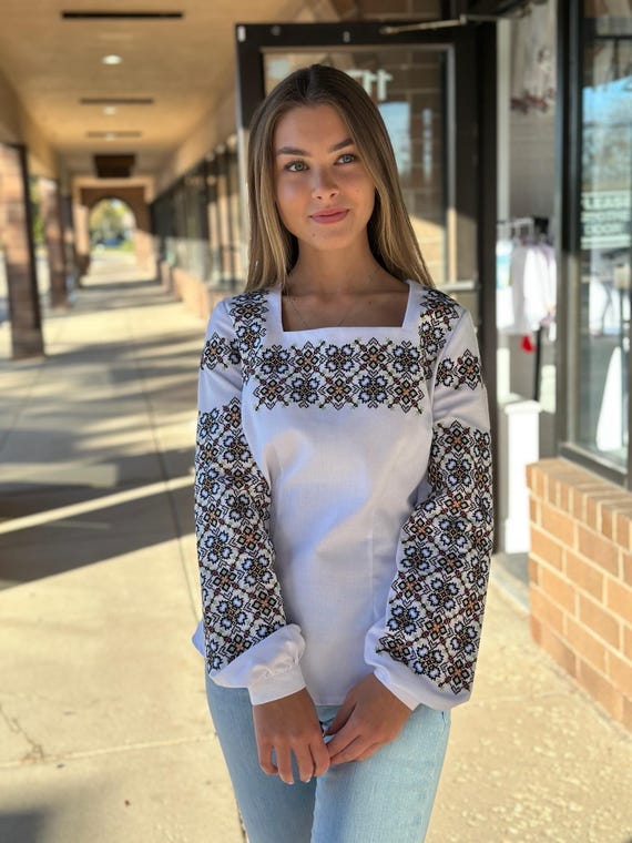 Ukrainian Embroidered Blouse for Women | Ethno Vintage Women's Vyshyvanka Shirt | Sorochka Vyshyta | Vyshyvanka Gift USA | Вишиванка (57)