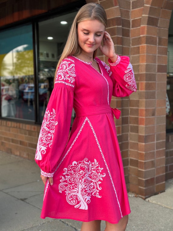 Ukrainian Vyshyvanka Dress | Ukraine Embroidered Dress in USA | Handmade Traditional Ukraine-Style Boho Embroidery Gift | Вишиванка (83)