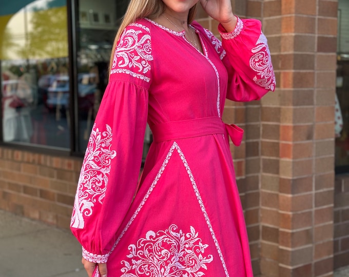 Ukrainian Vyshyvanka Dress | Ukraine Embroidered Dress in USA | Handmade Traditional Ukraine-Style Boho Embroidery Gift | Вишиванка (83)
